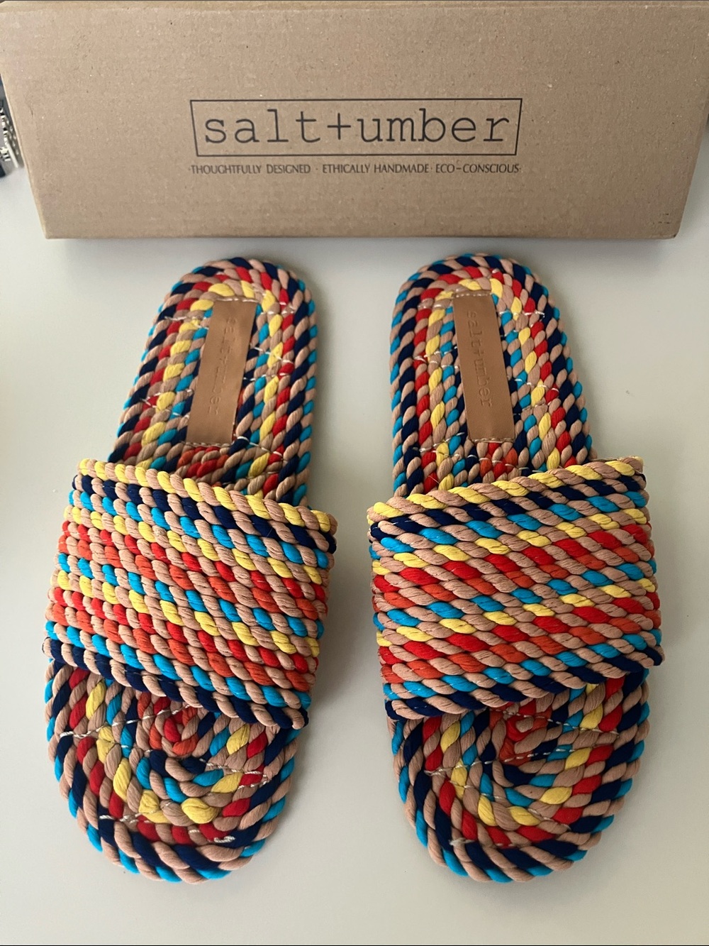 Salt + Umber Braided Slide Sandals